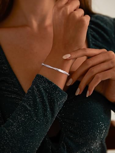 Gold Cuff Bracelets for Women Trendy, 14k Gold Plated/Silver Bangle Bracelets for Women Dainty Gold Bangles Cubic Zirconia Adjustable Wave Bracelet Fashion Jewelry Gift for Women Teen Girl2