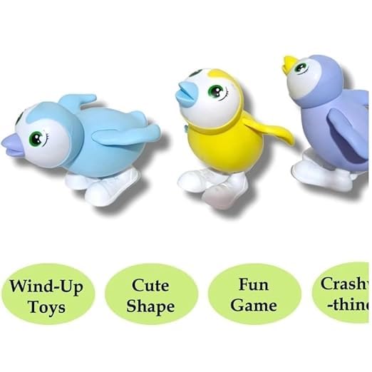 Image of acrown Cute Animal Toys for Kids Sensory Worm Animal Wind up Colorful Toy Insect Figurines for Boys and Girls Multicolor (Penguin)