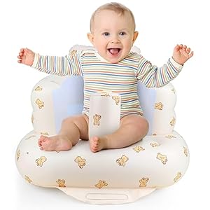 Baby Inflatable Seat for Babies 3-36 Months, Built in Air Pump Infant Back Support Sofa, Infant Support Seat Toddler Chair for Sitting Up, Baby Shower Chair Floor Seater Gifts (Baby Bear)
