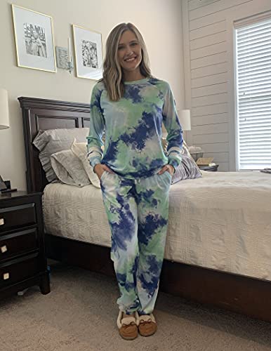 Ekouaer Sweatsuits For Women 2 Pieces Womens Pajama Set Long Sleeve Sleepwear Tops With Pants Tie Dye Prints Pajama Sets #TOP4