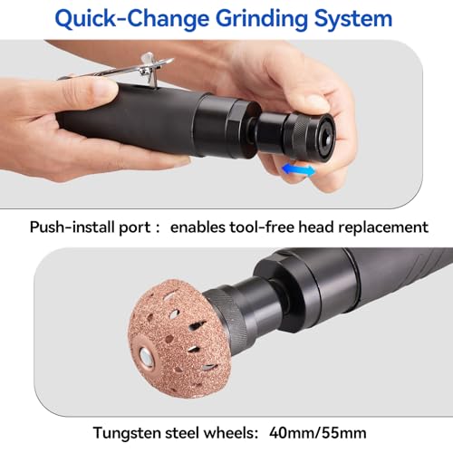 Image of Air Tire Restoration Polish Patch Tools Kit Heavy Duty - Include 2500rpm Low Speed Air Tire Buffer, Tire Inner Liner Scraper, Patch Roller, Tungsten Steel Buffing Wheel