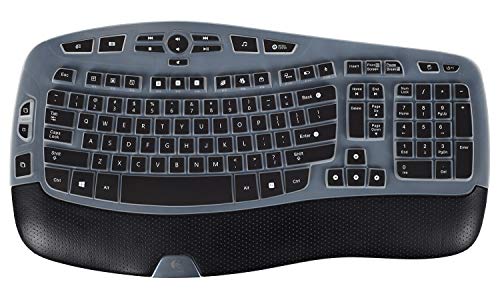 iKammo Keyboard Cover for Logitech K350 Wireless Wave Keyboard Skin Black/Logitech MK550 Wireless Wave Keyboard /Logitech MK570 Keyboard Ultra Thin Silicone Protector Skin(Black)