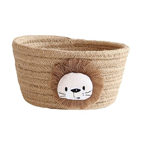 FOUTP Paniers De Rangement Corde Coton, Panier De Organisateurs Lion Rond Panier de Stockage Pliable de Jouets Cosmétique Articles Divers pour Chambre D?Enfant, Bureau, Maison DéCoration