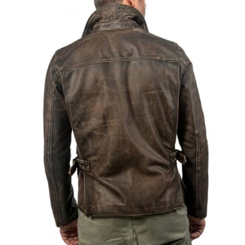 Image of Men's Classic Action Cowboy Distressed Brown Indiana Harrison Vintage Lambskin Bomber Leather Jacket