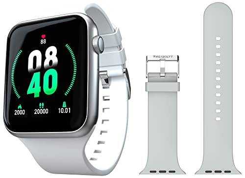 Image of Fire-Boltt Ring Bluetooth Calling Smartwatch with SpO2 & 1.7 inch Metal Body with Blood Oxygen Monitoring, Continuous Heart Rate & Multiple Watch Faces (Grey) & Removable Adjustable Silicone Strap