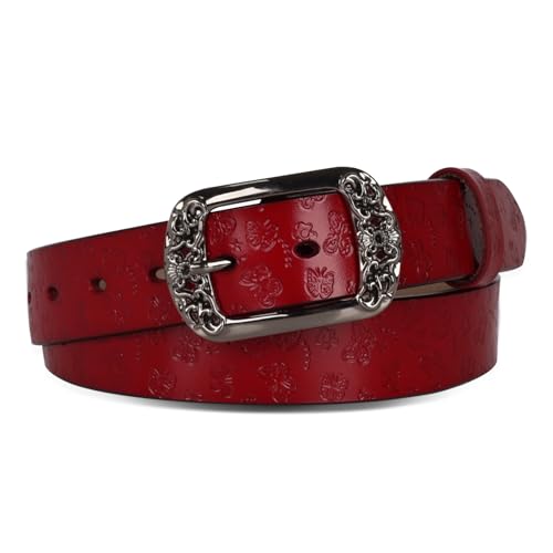 Image of Women's Fashion Classic Metal Buckle Leather Belt with Jeans Dress
