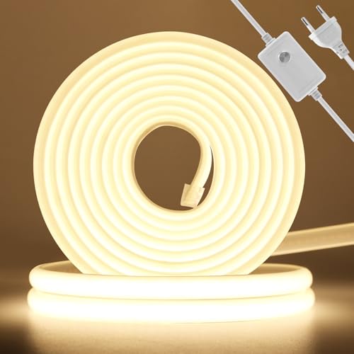 KISUFU 220V Bande Lumineuse LED COB, Dimmable 288 LEDs/m Néon Étanche IP67 Ruban LED 50cm Découpable Flexible Light Strip pour DIY La fête, Chambre, Jardin, Plafond Décoration.