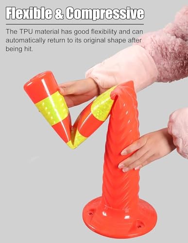 Cones flexíveis de segurança rodoviária para estacionamento privado pacote com 4, cones de poste del