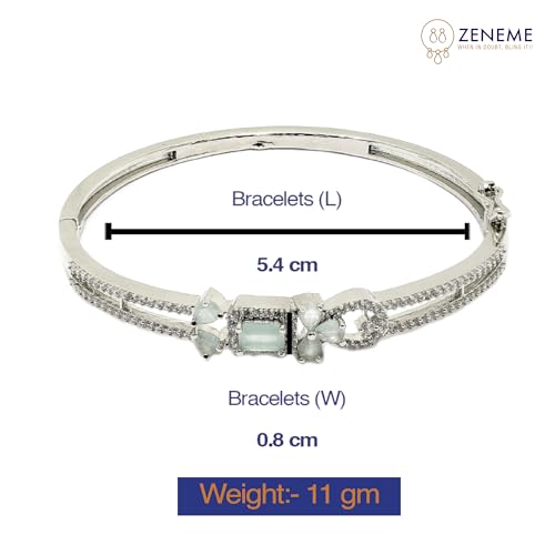 Rhodium-Plated Flower Patterned Kada Bracelet