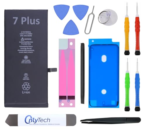 OnlyTech - Batería de repuesto para iPhone 7 Plus (2900 mAh, calidad idéntica), kit de 12 herramientas profesionales y adhesivo de pantalla incluido