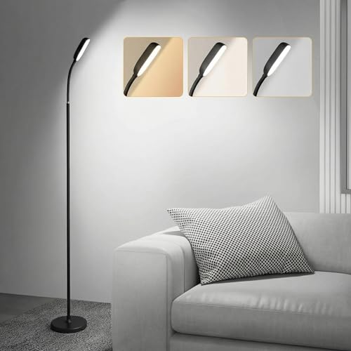 YUWLDD Cordless Floor Lamp, Rechargeable Battery Portable Floor Lamp for Living Room, Battery Operated Lamp, Touch Control for Reading Camping, 3 Color Temperatures Emergency Lighting(Black)