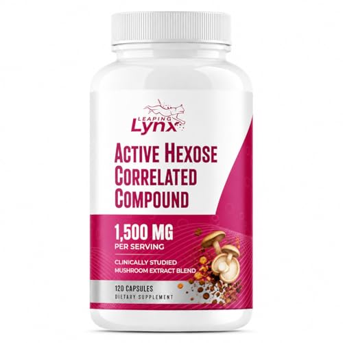 Active Hexose Correlated Compound 1500 mg Clinically Studied Mushroom Extract for Immune System Support & Cellular Defense | 120 Capsules (40-Day Supply) | Non-GMO Shiitake Lions Mane Turkey Tail