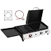 Royal Gourmet 8,5 kW Gasgrill, 3 in 1 Tischgrill mit Grillen, Braten, Kochen, 3 Brenner Tragbarer Picknickgrill Campinggrill mit Klappbare Seitenablage Schwarz