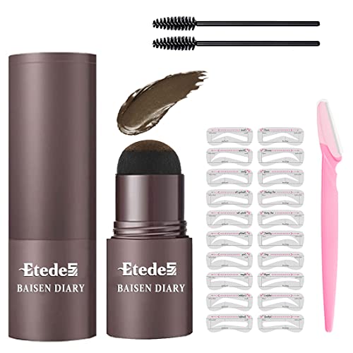 Eyebrow Stamp Stencil Kit- Easy Way To Get Perfect Eyebrows In Minutes,Waterproof, Middle Brown