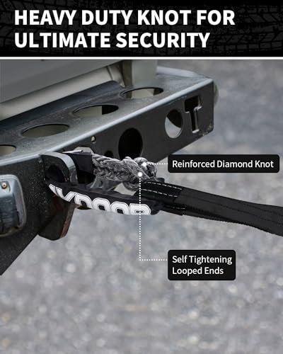 Image of DAYDOOR 56,000 LBS Soft Shackles, 1 /2 inch x 22 inch (2-Pack) Rope Shackles for Recovery, Winch Accessory for Jeep Wrangler, Bronco, 4Runner, Tacoma, ATV /UTV /Jeeps /SUVs, 4x4 Off-Road(Gray)