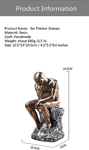 Figura Decorativa Thinker Estatua Resina 9.6 pulg miniatura 3