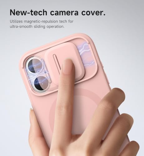 Image of SURITCH for iPhone 17 Case with Camera Control Cover, Camera Slide Cover and Adjustable Kickstand, Compatible with MagSafe, Shockproof Bumper Protective Cases 6.3 Inch, Pink