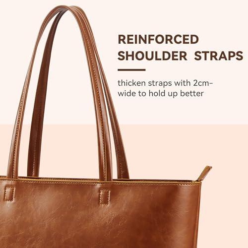 Image of KALIDI Tote Bag Zipper Shoulder Bag Faux Leather Purses Satchel for Women Casual Handbag Work Dating College