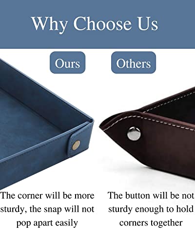 Image of CASIRENA Faux Leather Valet Tray Organizer for Men - Catch-All Tray for Entryway Table Key, Wallet, Watch, Coin Change, Phone, Dresser EDC Dump Jewelry, Bedside Nightstand Desk-top