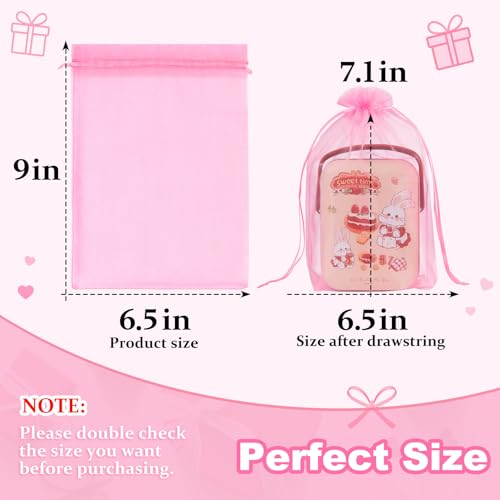 Image of Crweety 50 Pcs Pink Organza Bags 6x9 Inch, Premium Mesh Gift Bags for Wedding Baby Shower Party Favors, Small Mesh Bags Drawstring for Candy Jewelry Treat, Cute Sachet Bags for Graduation Gifts