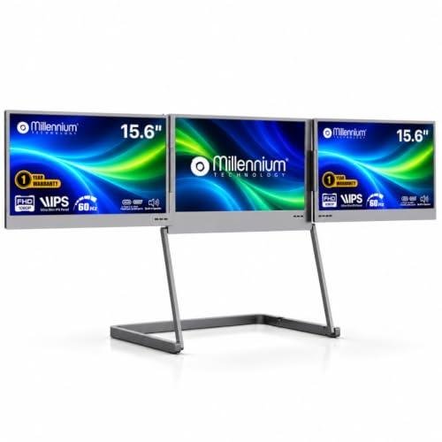 Millennium TECHNOLOGY 15.6" Quad Screen Portable Foldable Triple Monitor | Quad Monitor Compatible with Windows & MAC OS (M1,M2,M3 & M4) | Laptop Screen Extender (15.6, Inches) - Image 2