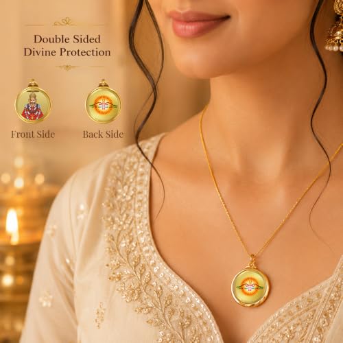 Image of DIVINITI 24K Gold Plated Double-Sided Religious Pendant with Premium Gift Box, Spiritual Locket for Men & Women, Devotional Jewellery for Gifting & Everyday Wear