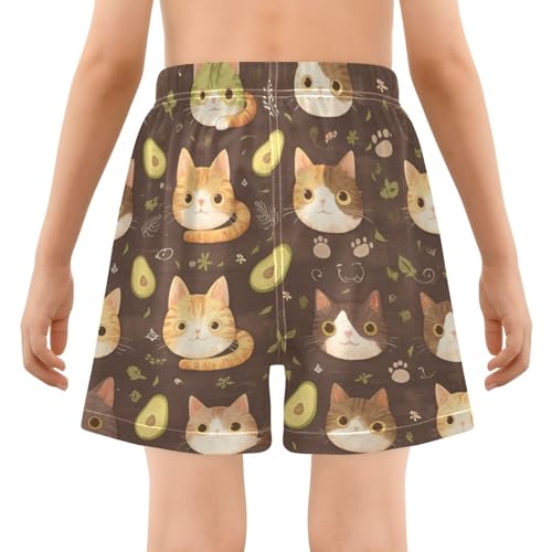 Cat Lilac Boy's Swim Shorts Little Boys Boys Board Shorts Swimwear Double Layer Quick Dry3