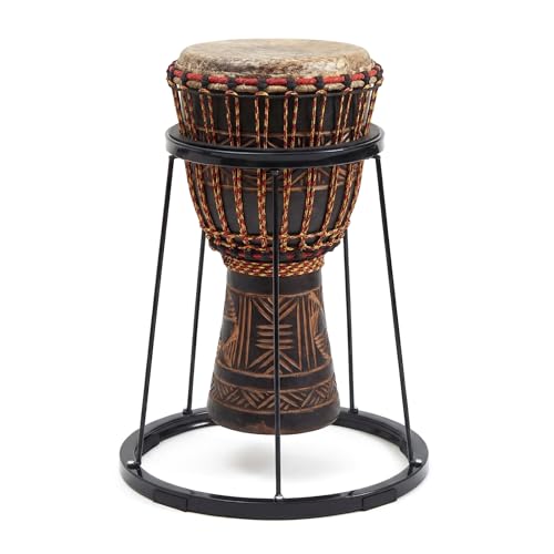 Image of Moxweyeni Lightweight Djembe Stand Portable Drum Stand Carbon Steel Standing Support Frame for Percussion African Bongo Drum (10.24 x 15.35 x 17.52 Inch,Elegant)
