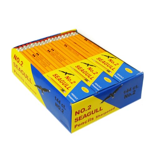 Seagull Pencils Pre-sharpened No. 2 144/box 12 Boxes of 12 New Improved Eraser Back to school