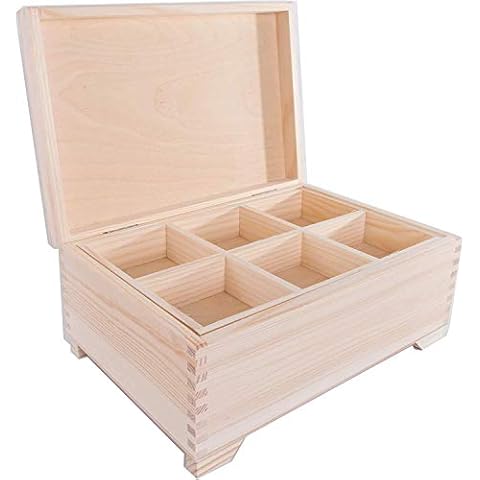 Wooden Chest Storage Box with Divided Tray Cover