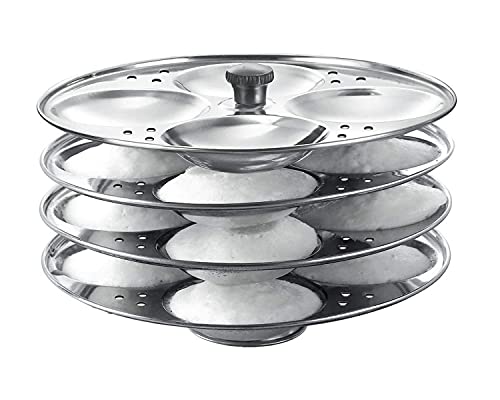 Image of BLeaf Stainless Steel-Regular Idli Stand /Regular Idli Plates (4 Plates, 16 Idlis)