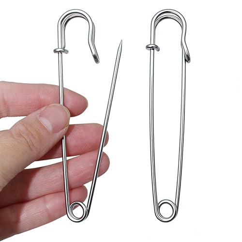 BESTCYC 10pcs Silver Safety Pins Extra Large 100mm x 20mm Heavy Duty Safety Pins for Blankets, Skirts, Kilts, Knitted Fabric,Crafts