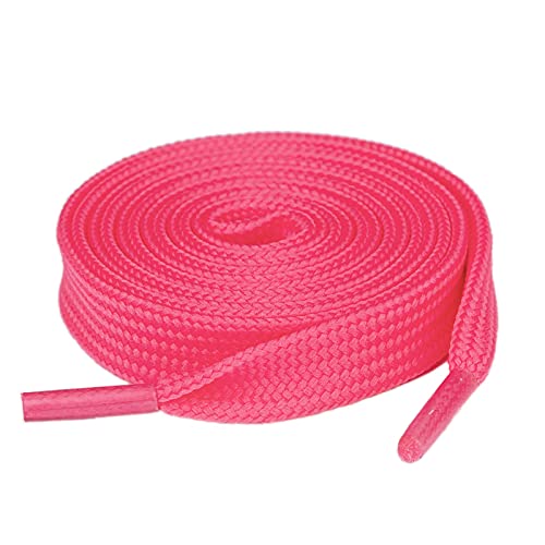 Olukssck [1 Pair Flat Shoe Laces for Sneakers, 2/5" Wide Athletic Shoelaces Hot Pink 48 inch(122cm)