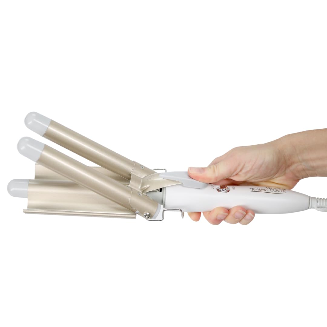 VELFORM Ondulador de Pelo 3 Tubos Tri-Wave Curler, Rizador con revestimiento cerámico de turmalina, Rizador de 3 cabezales, Diferentes tipos de peinados, Control de temperatura, Moldeador de cabellos