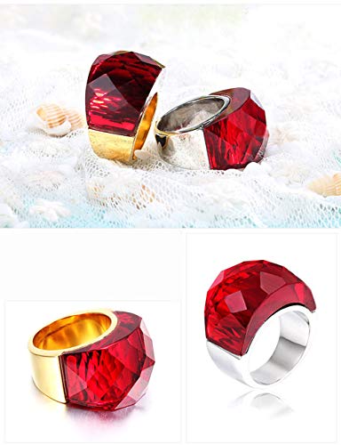 Image of HIJONES Men Women Stainless Steel Cubic Zirconia Royal Crystal Rings Wrap Band Cocktail Style