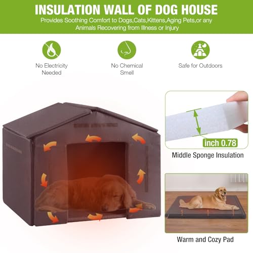 GUTINNEEN Dog House Outdoor & Indoor Insulated Dog Kennel With Liner ...