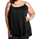 Plus Size Tank Tops for Women Loose Fit Boho Spaghetti Camisoles Cami Dressy Sleeveless Blouse Tunic Shirt (4X, Black)