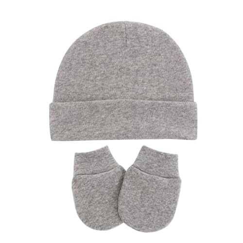 Image of UTTPLL Newborn Hats Mittens Set Toddler Girls Boys Cotton Nursery Hospital Beanie No Scratch Gloves Unisex Baby Infant Caps