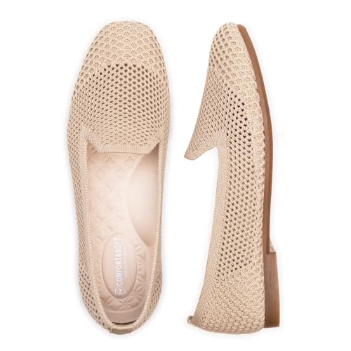 Image of Frank Mully Women's Loafer Flats Square Toe Comfortable Office Work Shoes, Cute Penny Loafer Slip On Walking Driving Shoes