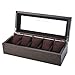 H.yina Reloj Caja de Almacenamiento Caja de Almacenamiento Colección de Joyas Estuche Organizador Titular Madera para 5 Relojes Compartimientos Grandes Ventana Transparente Cojines Blandos