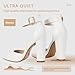 IDIFU Women's IN4 Pedazo High Block Heels Pumps Pointed Closed Toe Ankle Strap Dress Wedding Shoes (White Pu, 7.5 M US)