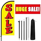 GliCraft Sale Themed Swooper Flag, Huge Sale Banner, 7ft Feather Flag with Pole Kit, 96.5' x 37.4' Extra Large Banner Sign with Rope, Outdoor Indoor Signs for Business Advertising(Yellow)