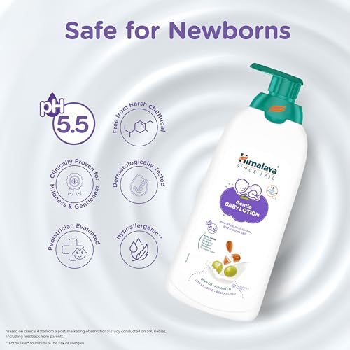 Image of Himalaya Gentle Baby Lotion 700ml | with Almond oil, Olive oil, Country Mallow | No.1 Doctor-Prescribed Brand |pH 5.5 formulation | Nourishes and moisturizes your baby's skin | Safe for Newborns