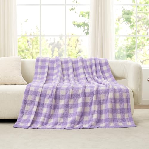 Snuggle Sac Buffalo Plaid Bedding Blanket Twin Size, Super Soft, Cozy Warm Knit Decorative Blankets, Reversible Plaid Fluffy Throws for Bed, Plaid Purple, 60x80 Inches by Snuggle Sac - Used condition - Image 4