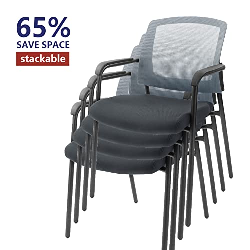 Clatina Office Reception Guest Chair Mesh Back Stacking With Ergonomic Lumbar Support And Thickened Seat Cushion For Waiting Conference Room Gray 1 Pack #TOP4