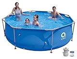  Q Piscina Desmontable Tubular con Filtro DE Cartucho Redonda Ø 300 X 76 CM. FILTRACIÓN 1200 L/H