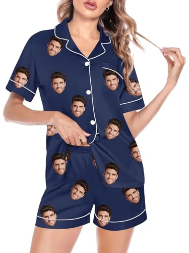 Personalized Matching Short Pajamas Set For Couples Custom Face Funny Pajama Set Valentine's Day Gifts2