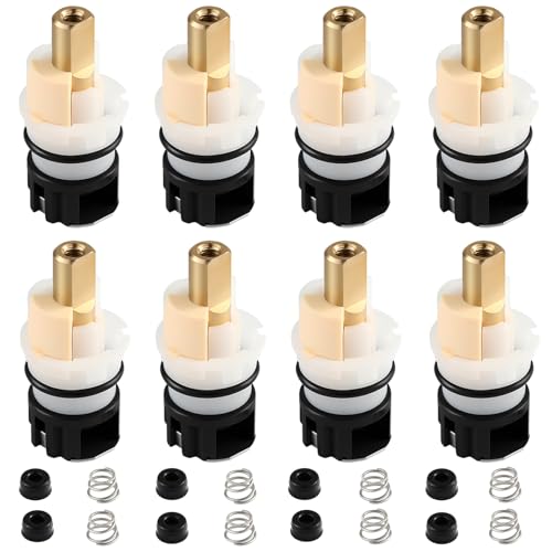 8 Pack RP25513 Faucet Stem Replacement Compatible with Delta Two Handle Faucet and RP24096 Faucet Cartridge Faucet Repair Kit with RP24097 Turn Stop 1/4 and 8 RP4993 Seat and Spring