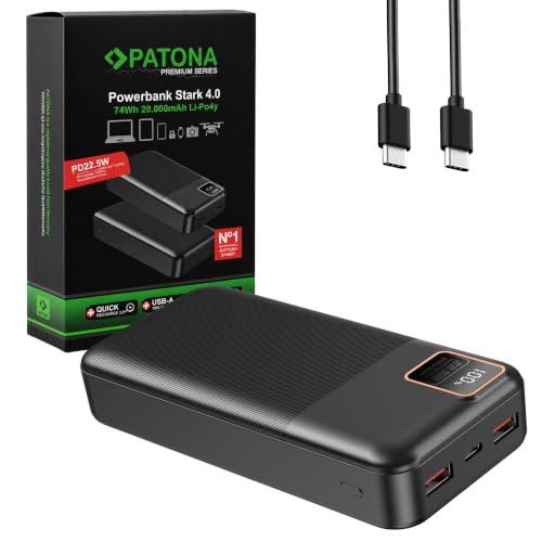 PATONA Powerbank Premium 20 000 mAh PD 22,5 W | 74 Wh Charge rapide Power