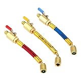 R134A R410A R22 R12 A/C Charging Hoses and Ball Valve Set, HVAC Ball Valve Hoses 1/4' SAE Thread, for Air Conditioning Manifold Gauge 1/4' Thread Hose Set 7' Red/Yellow/Blue (Pack of 3)